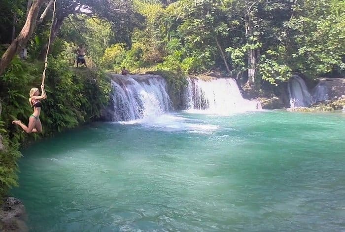 Might as well rinse off in the fresh waterfall. Siquijor, Philippines