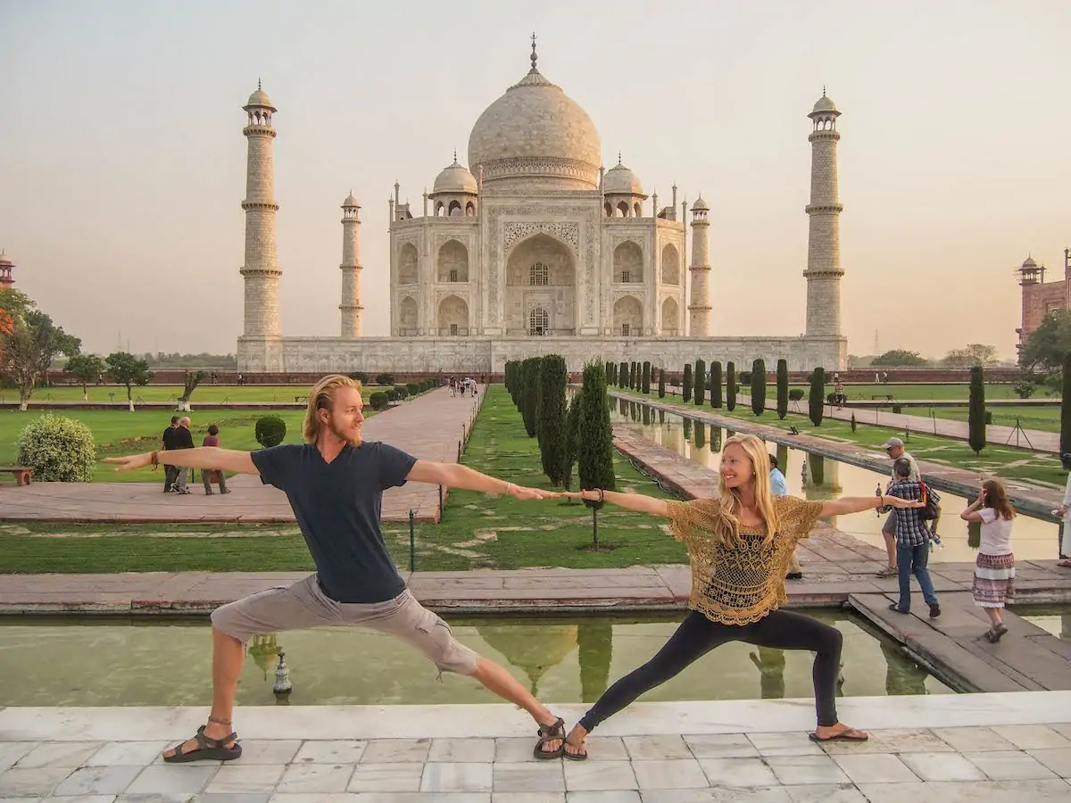 yoga at the taj mahal in India