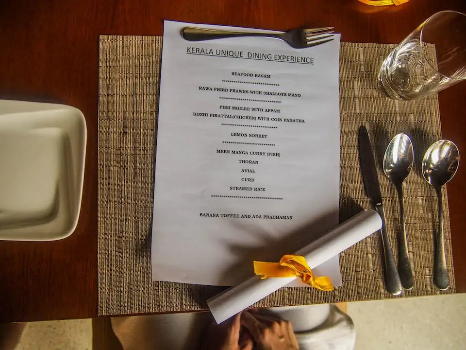 Our personal menu for the 6 course meal