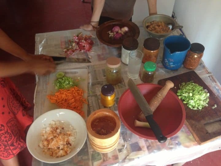 Prepping our meal for the cooking class!