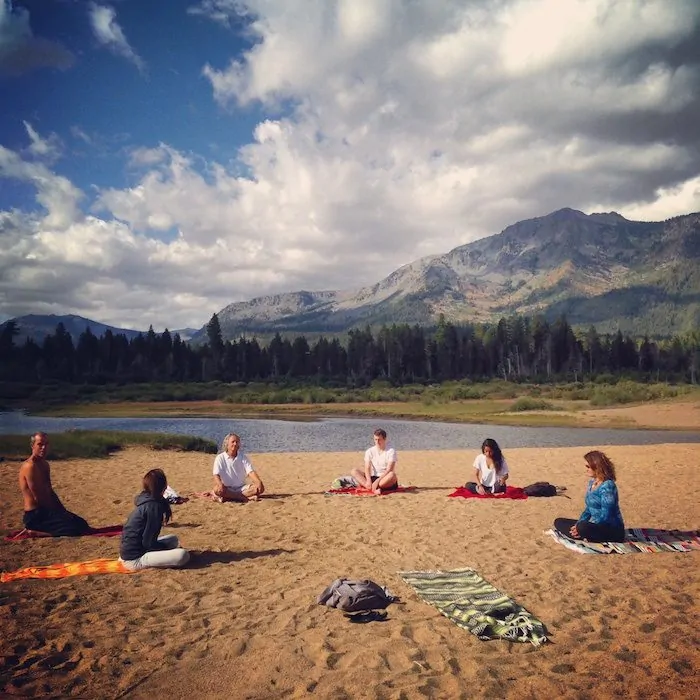 yoga in tahoe - beach and mountains