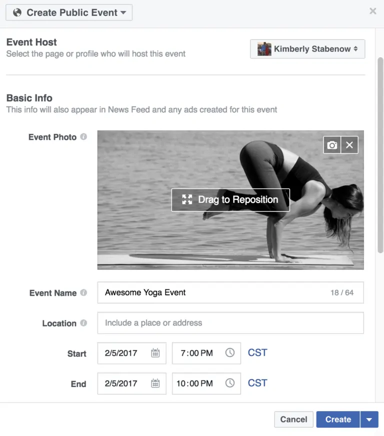 Create a Facebook Event