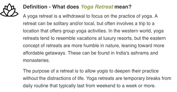 What is a yoga retreat yogipedia