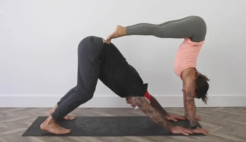Partner Up: Explore 15 Best And Easy 2 Person Yoga Poses! 2 person yoga poses 22 downward facing dog