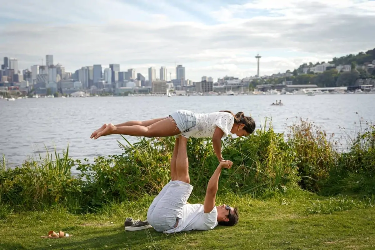 Practicing Acro Yoga Exercises in Group / Bird Pose Stock Photo - Image of  male, gymnastics: 33179472