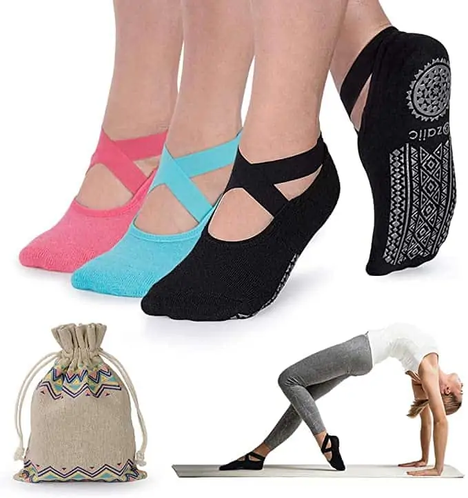 Barre Pilates 2 Pack Asana Socks Grip Toe Socks for Yoga Black 