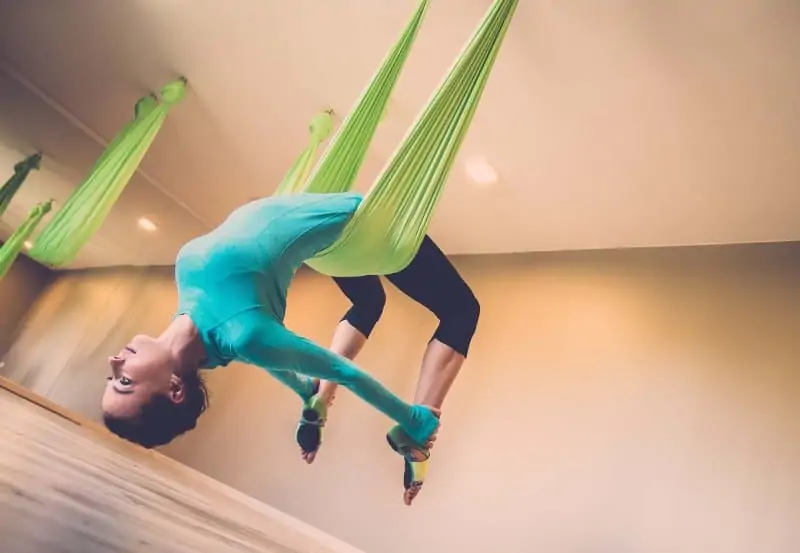 Inverted bow pose aerial yoga