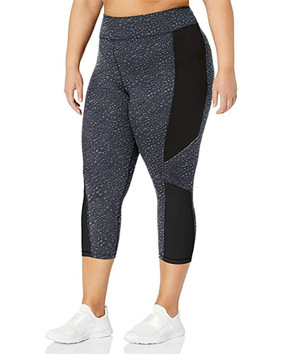 Womens Plus Size Active Pieced Stretch Capri