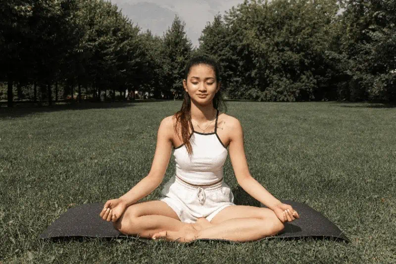Practices like pranayama and meditation are key elements of Hatha yoga and are often practiced seated in Easy Pose (Sukhasana).
