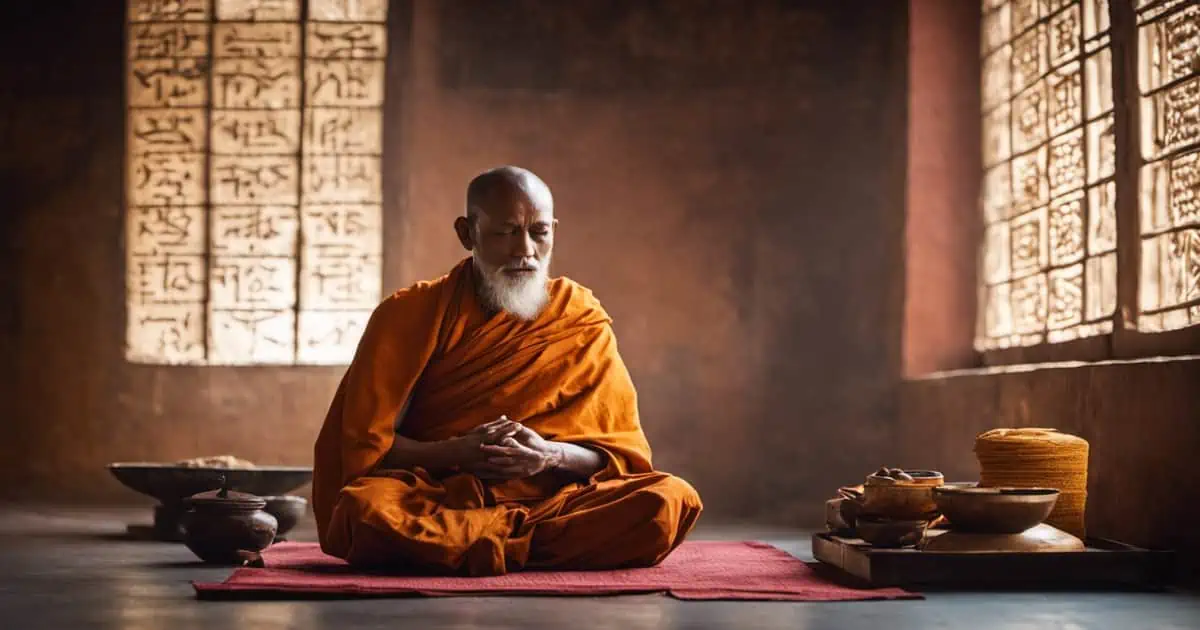 Elder person sitting chanting mantra