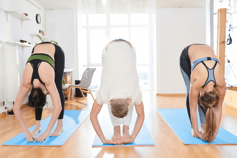 Uttanasana stretches the hamstring and muscles of the back.