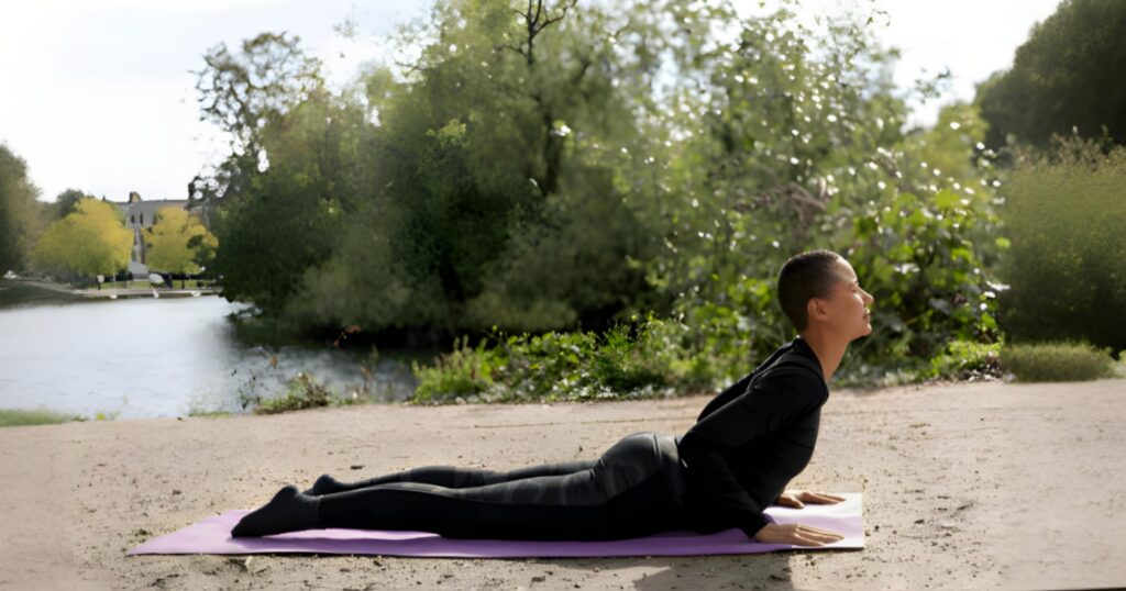 Cobra Pose is a prone heart-opening yoga pose accessible for yoga beginners.